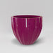Santa Barbara Fluted Round Fiberglass Planter in gloss eggplant against gray background.