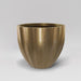 Santa Barbara Fluted Round Fiberglass Planter in gloss metallic gold against gray background.