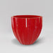 Santa Barbara Fluted Round Fiberglass Planter in gloss red against gray background.