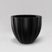 Santa Barbara Fluted Round Fiberglass Planter in matte black against gray background.