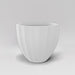 Santa Barbara Fluted Round Fiberglass Planter in matte bright white against gray background.