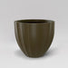 Santa Barbara Fluted Round Fiberglass Planter in matte bronze against gray background.