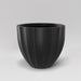 Santa Barbara Fluted Round Fiberglass Planter in matte charcoal against gray background.