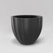 Santa Barbara Fluted Round Fiberglass Planter in matte gunmetal against gray background.