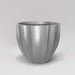 Santa Barbara Fluted Round Fiberglass Planter in metallic silver against gray background.