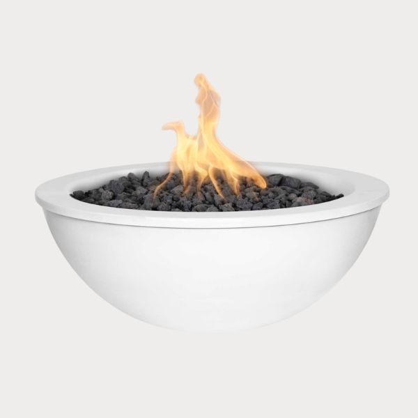 Sedona Powder Coated Fire Bowl, White against gray background