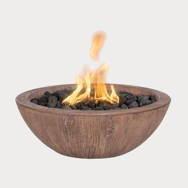 Sedona Wood Grain Fire Bowl, Oak against gray background