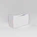 Seoul Modern Curved Rectangle Fiberglass Planter in matte bright white against gray background.