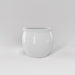 Shanghai Fishbowl Fiberglass Planter in gloss bright white against gray background.