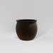 Shanghai Fishbowl Fiberglass Planter in matte dark brown against gray background.