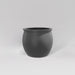 Shanghai Fishbowl Fiberglass Planter in matte gunmetal against gray background.