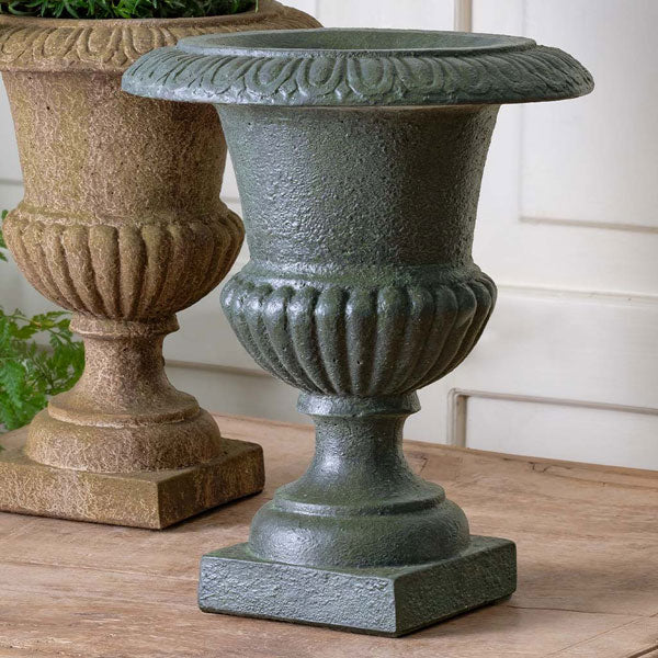 Sheffield Urn Planter Small on table against white backdrop