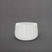 Short Hayden Tapered Round Fiberglass Planter in gloss bright white against gray background.