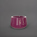 Short Hayden Tapered Round Fiberglass Planter in gloss eggplant against gray background.