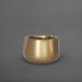 Short Hayden Tapered Round Fiberglass Planter in gloss metallic gold against gray background.