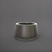Short Hayden Tapered Round Fiberglass Planter in matte gunmetal against gray background.