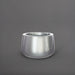 Short Hayden Tapered Round Fiberglass Planter in metallic silver against gray background.