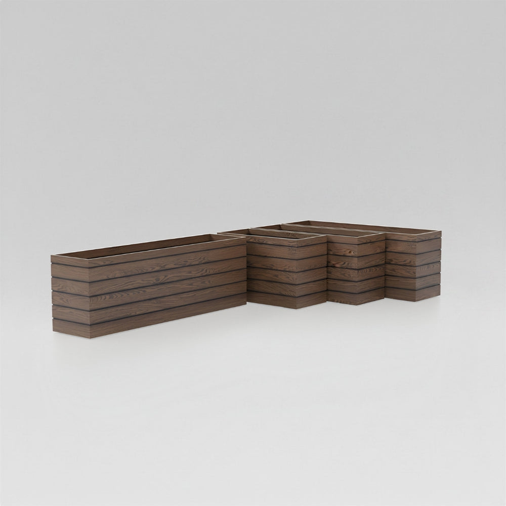 Siena Low Rectangle Wood Look Fiberglass against white background.