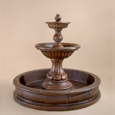 Sienna Pond Fountain against brown background.