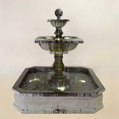 Solara Quadra Pond Fountain against brown background.