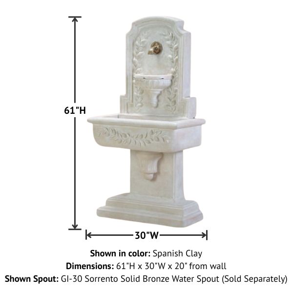 Sorrentine Wall Fountain for Spout with product details.
