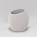 Spiral Globe Fiberglass Planter in gloss bright white against gray background.