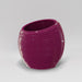 Spiral Globe Fiberglass Planter in gloss eggplant against gray background.