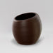 Spiral Globe Fiberglass Planter in matte dark brown against gray background.