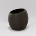 Spiral Globe Fiberglass Planter in matte gunmetal against gray background.