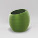 Spiral Globe Fiberglass Planter in satin green against gray background.