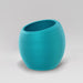 Spiral Globe Fiberglass Planter in satin seafoam green against gray background.