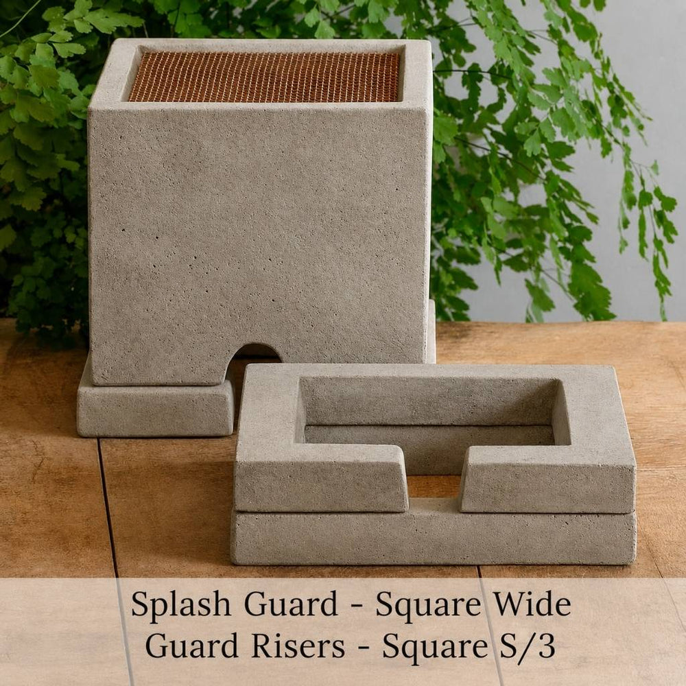 Splash Guard and Guard Risers Square S/3 on table.