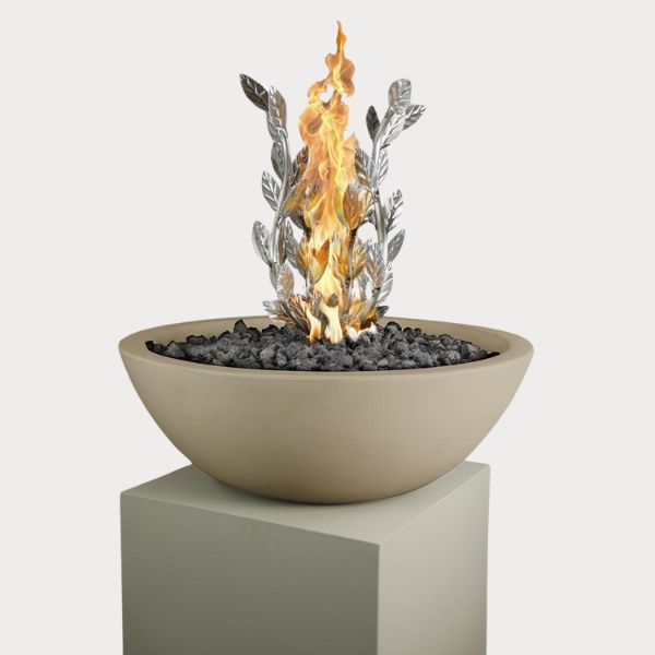 Stainless Steel Burning Bush against gray background