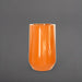 Tall Hayden Tapered Round Fiberglass Planter in gloss tangerine against gray background.