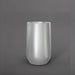 Tall Hayden Tapered Round Fiberglass Planter in metallic silver against gray background.
