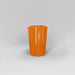 Tagel Tapered Round Fiberglass Planter in gloss tangerine against gray background.