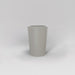 Tagel Tapered Round Fiberglass Planter in matte cement grey against gray background.