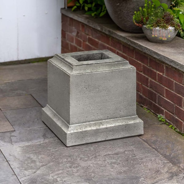 Textured 16.5 Inch Pedestal on concrete in the backyard