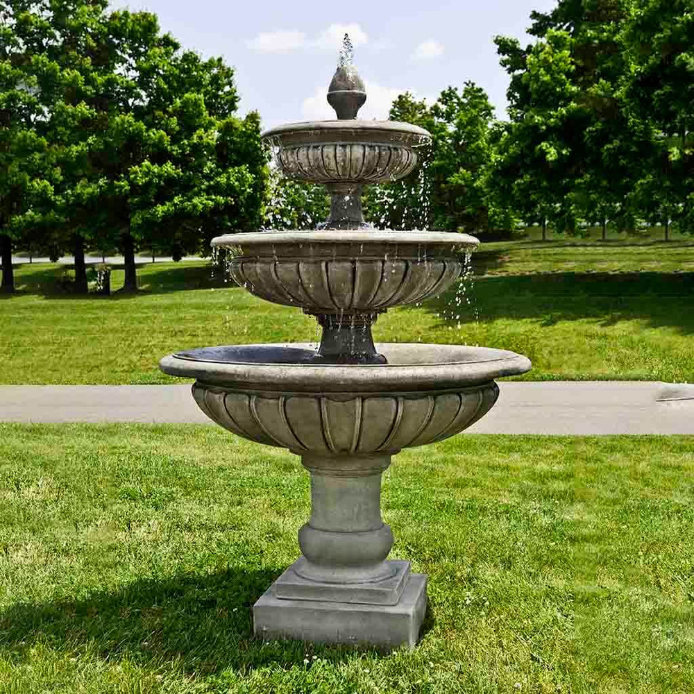 Three Tier Longvue Fountain in action on grass