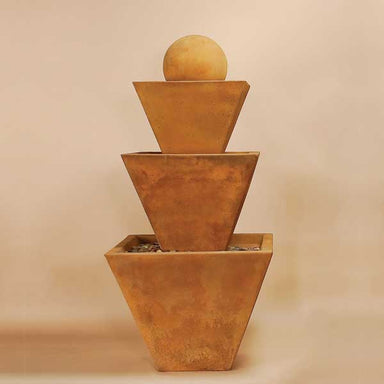 Three Tier with Ball against brown background.