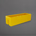 Tiergarden Railing Fiberglass Planter in gloss saffron against gray background.