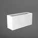 Tolga Rectangle Fiberglass Planter in gloss bright white against gray background.