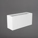 Tolga Rectangle Fiberglass Planter in matte bright white against gray background.