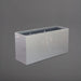 Tolga Rectangle Fiberglass Planter in metallic silver against gray background.