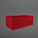 Torino Wide Rectangle Fiberglass Planter in gloss red against gray background.