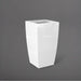 Toulan Tall Tapered Square Fiberglass Planter in gloss bright white against gray background.