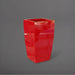 Toulan Tall Tapered Square Fiberglass Planter in gloss red against gray background.