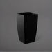 Toulan Tall Tapered Square Fiberglass Planter in matte black against gray background.