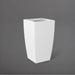 Toulan Tall Tapered Square Fiberglass Planter in matte bright white against gray background.