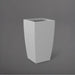 Toulan Tall Tapered Square Fiberglass Planter in matte cement grey against gray background.